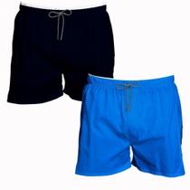 Kit 2 Shorts Masculino Liso Azul Marinho Claro Praia Calção
