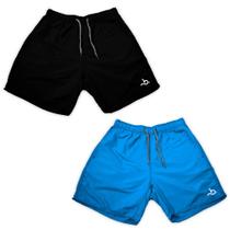 Kit 2 Shorts Masculino Liso Preto Azul Calção Piscina Homem