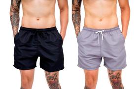 Kit 2 Shorts Masculino Tactel Praia Liso Leve Academia Esportes