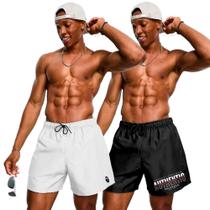 Kit 2 Shorts Masculinos Tactel Estampa Com Bolsos Moda Praia