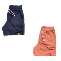 Kit 2 Shorts Mauricinho Plus Size Fio Tinto Linho 3 Bolsos