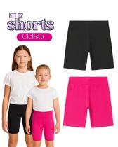 Kit 2 Shorts Menina Ciclista básico Infantil Juvenil Roupa Verão Feminina Algodão + Cotton Tam 4-10