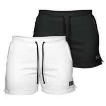 Kit 2 Shorts Moletom Feminino Com 2 Bolsos Fenda Lateral Básico Casual Treino