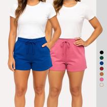 Kit 2 Shorts Moletom Feminino Curto Shortinho Moletinho Cores Variadas Kit 2 Shorts Moletom Feminino Curto Shortinho Moletinho Cores Variadas