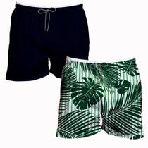 Kit 2 Shorts Praia Masculino Liso e Florido Tactel Treino