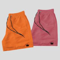 Kit 2 Shorts Praia Masculino Neon Coroa e Cordão Preto