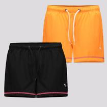 Kit 2 Shorts Puma Board Feminino Preto e Laranja
