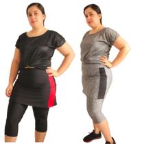 Kit 2 Shorts Saia Fitness Plus size do G1 ao G4 em suplex moda evangélica