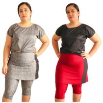 Kit 2 Shorts Saia Fitness Plus size do G1 ao G4 em suplex moda evangélica