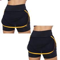 Kit 2 Shorts Saia Ginastica Academia Cintura Alta Fitness
