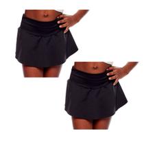 Kit 2 shorts saia infantil juvenil menina cintura alta básico liso uniforme dia a dia passeio