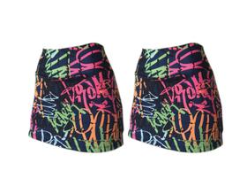 KIT 2 Shorts Saia Plus Size Suplex Cós Alto Estampada ou Lisa