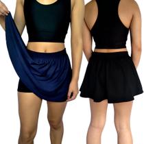 Kit 2 Shorts Saias Femininos Godê Elástico Lisos Cores Sortidas Suplex Pp ao Plus Size