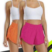 Kit 2 SHORTS TACTEL FEMININO Bolsos Academia Corrida Bermuda