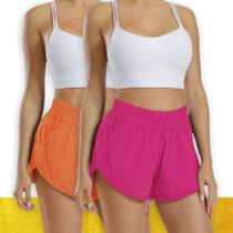 Kit 2 SHORTS TACTEL FEMININO Bolsos Academia Corrida Bermuda