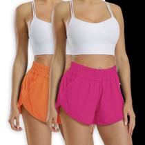 Kit 2 SHORTS TACTEL FEMININO Bolsos Academia Corrida Bermuda