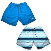 Kit 2 Shorts Tactel Masculino Liso e Listrado Piscina Praia