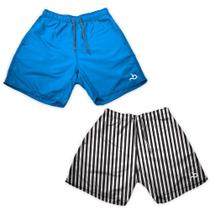 Kit 2 Shorts Tectel Masculino Básico Listra Curto Academia Kit 2 Shorts Tectel Masculino Básico Listra Curto Academia