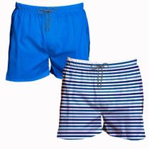 Kit 2 Shorts Tectel Masculino Liso e Listrado Brasil Piscina Kit 2 Shorts Tectel Masculino Liso e Listrado Brasil Piscina