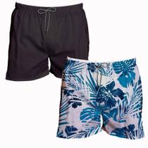 Kit 2 Shorts Verão Masculino Curto Básico e Florido Casual Kit 2 Shorts Verão Masculino Curto Básico e Florido Casual