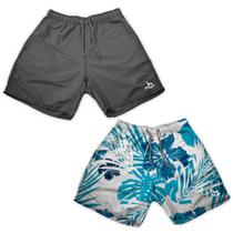 Kit 2 Shorts Verão Masculino Curto Básico e Florido Casual