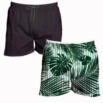 Kit 2 Shorts Verão Masculino Curto Básico e Florido Tactel Kit 2 Shorts Verão Masculino Curto Básico e Florido Tactel