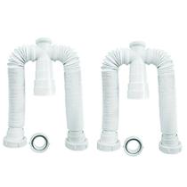 Kit 2 Sifão Duplo Sanfonado Anel Plástico Branco