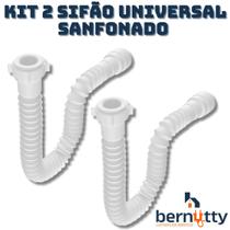 Kit 2 Sifão Sanfonado Extensivo Universal Branco - Pia Cuba