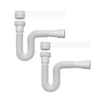 Kit 2 Sifão Sanfonado Flexivel Branco Pia Banheiro Cozinha