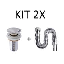 Kit 2 Sifões Cromados + 2 Válvulas Pia Cuba Click Cromadas