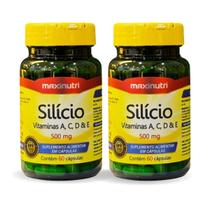 Kit 2 Silício com Vitaminas A C D e E 500mg 60 cápsulas Maxinutri