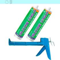 Kit 2 Silicone Cinza Selante Acrílico Base Água E Aplicador Cinza Kit 2 Silicone Cinza Selante Acrílico Base Água E Aplicador Cinza