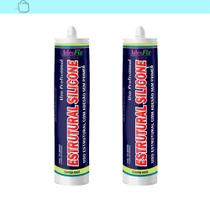 Kit 2 Silicone Estrutural Cartucho 400G Adesfix Cor Branco Bege
