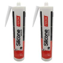 Kit 2 Silicone Incolor Adesivo Cola Resistente Veda Acético Antifungo Vidros Janelas Banheiro Ferja