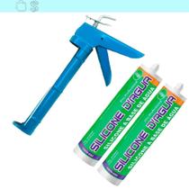 Kit 2 Silicone Preto Selante Acrílico Base Água E Aplicador Preto Kit 2 Silicone Preto Selante Acrílico Base Água E Aplicador Preto