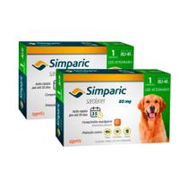 Kit 2 Simparic 80mg para Cães de 20,1 a 40kg com 1 Comprimido Mastigável