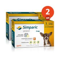 Kit 2 Simparic Antipulgas e Carrapatos para Cães de 1,3 a 2,5kg 1 Comprimido 5mg Zoetis Kit 2 Simparic Antipulgas e Carrapatos para Cães de 1,3 a 2,5kg 1 Comprimido 5mg Zoetis