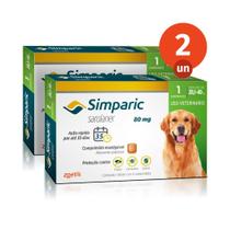 Kit 2 Simparic Antipulgas e Carrapatos para Cães de 20,1 a 40kg 1 Comprimido 80mg Zoetis