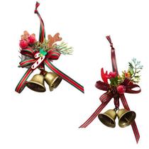 Kit 2 Sino Com Laço Xadrez Pendurar Porta Enfeite Natalino Kit 2 Sino Com Laço Xadrez Pendurar Porta Enfeite Natalino