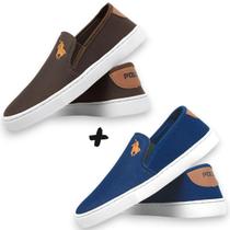 Kit 2 Slip-on Tênis Sapatênis Casual Masculino Calce Fácil Super Confortável