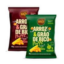 Kit 2 Snacks Puff Arroz E Grão Bico Solo: Barbecue, Cebola E