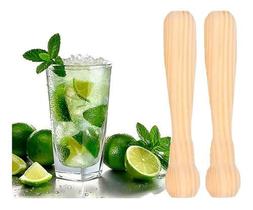 Kit 2 Socador De Caipirinha Madeira Macerador Pilão Drinks Cozinha