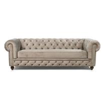 Kit 2 Sofá Chesterfield Bege 3 e 2 Lugares