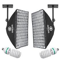 Kit 2 Softbox Colmeia Com Lampada Greika 50x70cm De Teto Parede