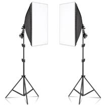 Kit 2 Softbox Luz Iluminação Contínua Soquete E27 +Tripé 2,1m