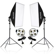 Kit 2 Softbox Quadruplo 50 X 70 2 Tripés 2m para Estúdio Foto e Vídeo