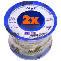 Kit 2 Solda Fio Estanho Com Fluxo Eletrônica 60x40 1mm Rolo Soft