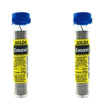 Kit 2 Solda Tubinho Emavi 25g Estanho em Fio 1mm Elétrica Eletrônica Soldagem Profissional