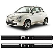 Kit 2 Soleiras Da Porta Fiat 500 Adesivo Protetor Preto