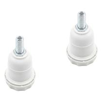 Kit 2 Soquete Coluna E27 Branco Rosca M10 Metal com Niple e Porca para Ventilador e Luminária